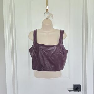 Express Wine Faux Leather Body Contour Crop Tank Top Sz Large Worn 1x